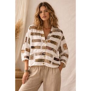 Vintage 90s Nativewear Designs Patchwork Batik Jacket M Boho Art Wear Lagenlook